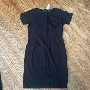 NWT Brooks Brothers Black Sheath Dress Leather Trim Size 12